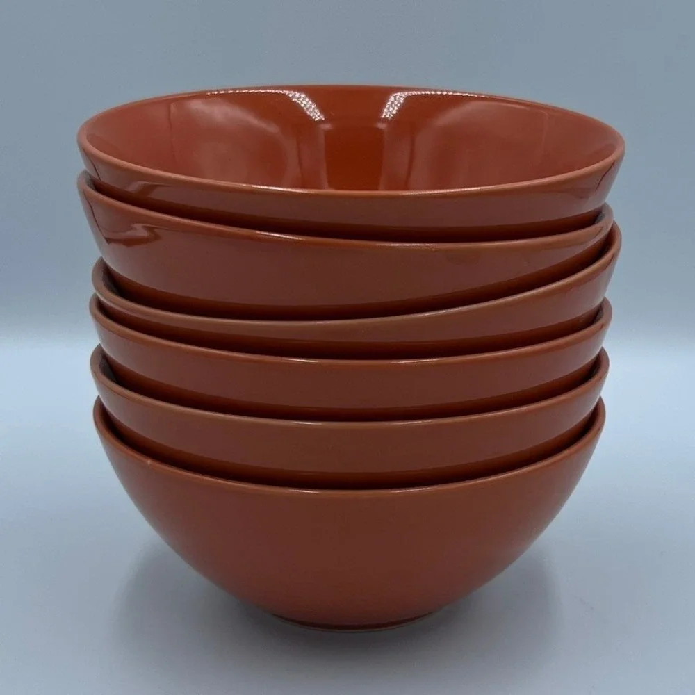 IKEA Cereal Bowls Set of 6 Terracotta Orange Very Good Scandi Stoneware 15199